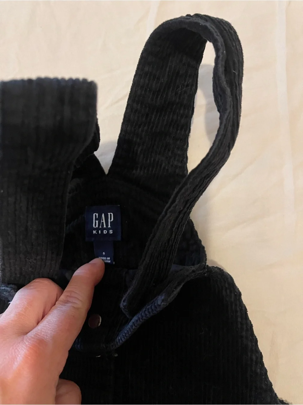 GAP Black Corduroy Button-Front Pinafore